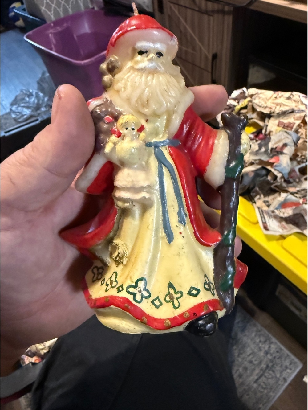 Vintage Santa Claus Christmas Candle Figurine